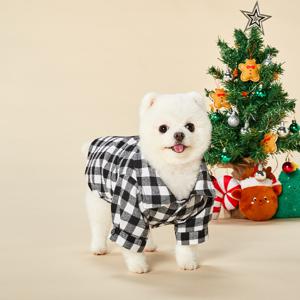 펫본 고방체크 블랙셔츠 L