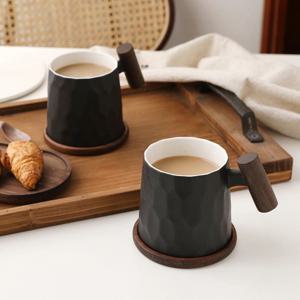 고원 계수나무 머그 300ml 우드코스터 2인 세트 블랙