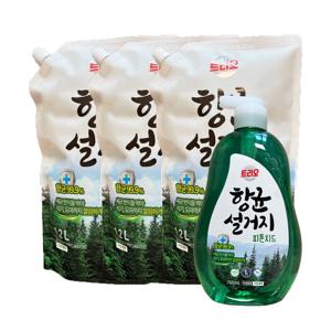 트리오 항균 설거지 피톤치드 주방세제 용기 750ml+리필 1.2L x 3개