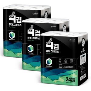 퓨어그레이스 4겹 천연펄프 화장지 30m 24롤 3팩