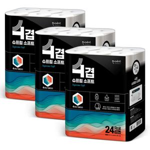 슈프림소프트 4겹 천연펄프 화장지 22m 24롤 3팩