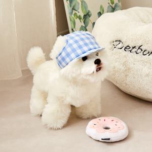 펫본 강아지 산책모자 블루체크