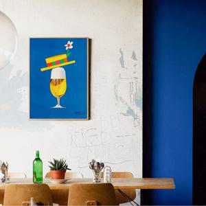 시원한 맥주 포스터 빈티지 여름 그림 액자 - 맥주 모자