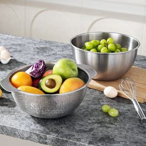 유로룩스 304스텐 믹싱볼&채반세트 스텐볼 샐러드 베이킹 다용도 채반 소쿠리 주방 반죽