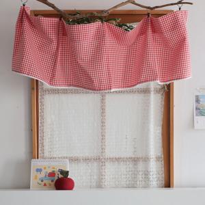 폼폼장식 체크 바란스커튼 2color