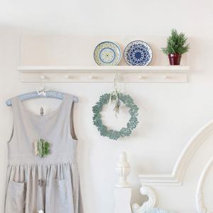 빈티지 화이트 워시 투톤 접시 벽선반 900 원목 다용도 선반장 도장가구