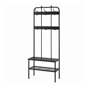 니포센 코트걸이/벤치+신발수납선반 블랙 190x35x79cm