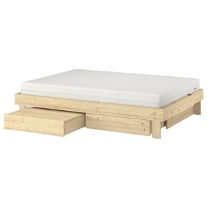 글람베리에트+오크레함 수납침대+매트리스 120x200cm (단단함)