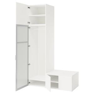 플랏사+스트라우멘+폰네스 옷장+도어4 거울 화이트 140x57x241cm