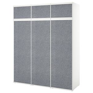 플랏사+라르콜렌 옷장+미닫이도어6개 화이트/다크그레이 180x57x221cm