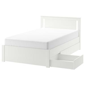 송에산드+루뢰위 침대프레임+수납상자2 화이트 슈퍼싱글 120x200cm