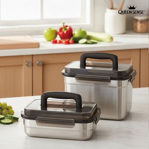 퀸센스 모던락 304 스텐 밀폐용기 3호 2종A세트(소2.2L,대4.7L)