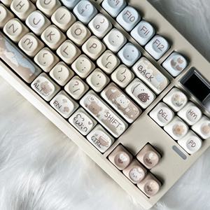 밀크티 베어 키캡 MOA PBT 염료승화 (132key) 기계식 키보드 한글/영문 각인