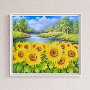 진품 최상옥 작가 고급 유화 해바라기 풍경화 풍수 복 들어오는 그림 인테리어 액자