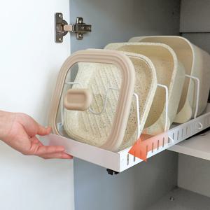 길이조절 레일 후라이팬 정리대 무타공 주방 너비조절 슬라이딩 수납 선반 거치대