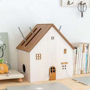 [해외] 북유럽 집모양 셋톱박스 공유기 정리함 와이파이 수납함 보관함