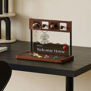 [해외] 빈티지 우드 현관 차키 열쇠 걸이 악세사리 트레이 거치대 인테리어소품 2color