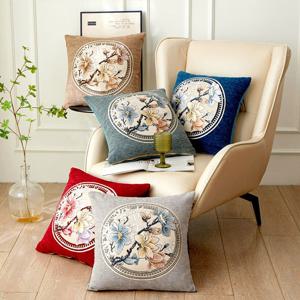 앤티크 꽃무늬 자수 쇼파쿠션 북유럽 거실 고급 쿠션커버 45x45