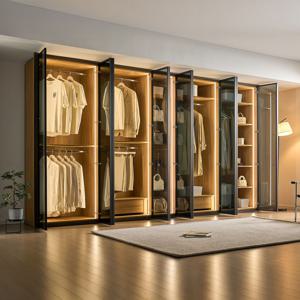 무료설치 갤러리 무드 유리도어 빌트인 붙박이장 조명형 드레스룸 수납장
