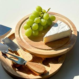 치즈 커트러리 세트 집들이선물 치즈커트러리 4종 원형 도마 세트 디저트 포크 나이프