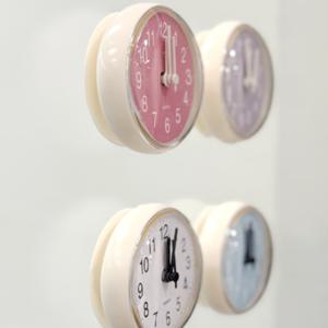 욕실 화장실 방수 소형 미니 흡착 시계 주방 붙이는 벽시계 4color