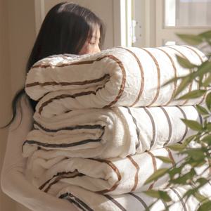 두꺼운 스트라이프 양털담요 150X200 대형 이불 차박 극세사 무릎담요