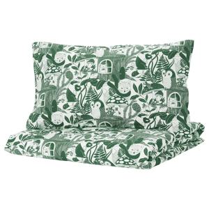 스콕스두바 어린이 이불커버+베개커버 화이트 그린/숲 150x200cm