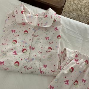 빨간망토 토끼 순면 이중거즈 사계절 긴팔 파자마 세트 1color