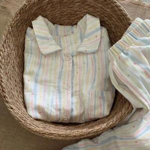 은하수 별빛 셔벗 순면 이중거즈 사계절 긴팔 잠옷 세트 1color