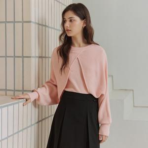 제로스트릿 [SSG단독][12컬러] 볼레로 펜던트 니트 세트 (PEACH PINK 단독)