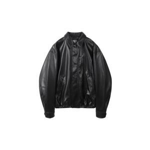 커스텀멜로우 블랙 페이크 레더 자켓 C9UAM25112BKX