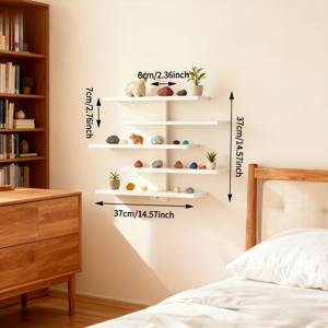 TEMU 벽걸이 선반 - 침실, 사무실용 공간절약형 수직 선반, 사전 구멍 뚫린 선반, 내구성 강한 플라스틱 선반 유닛, 쉬운 조립, 모던 디스플레이 선반 (콜렉터블, 인형, 조각상, 장난감용) - 라부보, 플로팅 선반