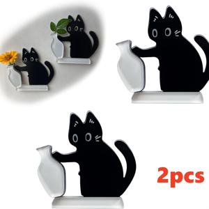 TEMU 2개 세트 고양이 수염 메모리 병 (뚜껑 포함) - 아크릴 미니 꽃병 & 고양이 주인을 위한 기념품, 냉장고 자석 디스플레이, 드라이 플라워 꽃병, 고양이 수염 수집 장식