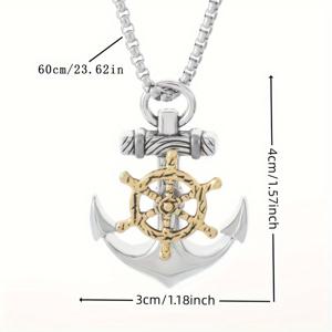 TEMU 방향타 앵커 합금 펜던트 목걸이, 남자 패션 펑크 빈티지 힙합 락 파티 보석 선물|남자목걸이