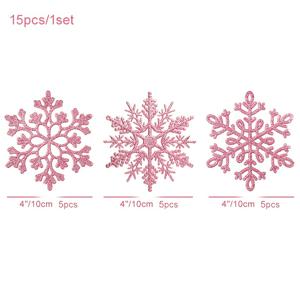 TEMU 15pc, 미니 글리터 눈송이 장식 세트, 크리스마스 트리, 크리스마스 파티 걸이 플라스틱 장식, 결혼 기념일 문 창문 가정용 액세서리 100mm/4inch