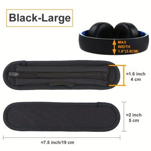 TEMU 헤드폰용 헤드밴드 커버, 헤드밴드 보호 슬리브, , Sony, Bose, Beats, JBL 유선/무선 노이즈 캔슬링 스테레오 헤드폰 호환, 블랙/회색 색상