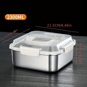 TEMU 손잡이와 밀봉 뚜껑이 있는 스테인리스 스틸 보관 용기, 오븐, 냉동고 및 식기세척기와 적합, PVC 스팀 방출 밸브가 특징이며, 소형 및 대형 재사용 가능한 사각 사이즈로 제공됩니다.|냉장고|냉동고|식기세척기