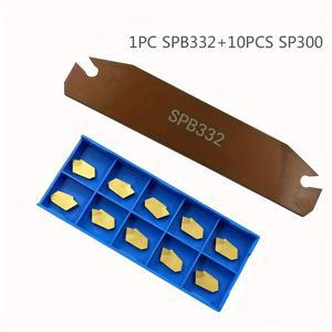 TEMU 슬롯형 SPB32-3 선반 도구, 커팅 인서트 선반 CNC SPB 그루빙 컷오프 도구와 10개 SP300 카바이드 인서트 그루빙 컷오프 거치대는 인덱스 가능한 인서트가 있는 스프링 스틸 카바이드 커팅 도구입니다