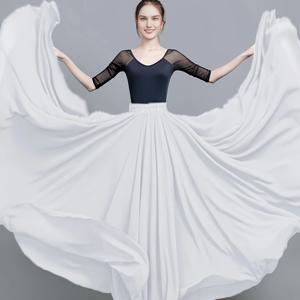 TEMU 여성용 하이웨이스트 더블레이어 쉬폰 맥시 스커트 드레스 - 반투명 댄스 의상, 플레어드 스윙 스커트, 클래식 발레, 모던 댄스 공연, 비치 웨딩 게스트 의상, 연습용 의상|쉬폰원피스|댄스복