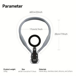 TEMU TELESIN Taixun 호환형 휴대폰 마그네틱 흡착 마그네틱 링 목걸이형 걸이대 휴대폰 거치대 낚시 퍼스트비전 라이딩용 고정 칼라 가슴걸이 사진 촬영 VLOG용 흔들림 방지 멀티 앵글 회전식 휴대폰 거치대