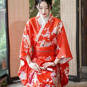 TEMU 애니메이션 여성 기모노 롱 로브 기사 코스튬 스위트 드레스 성인 기모노 + 백 세트 할로윈 파티 여성 역할극 의상 전통 일본 여성 의류 일본 긴 기모노 가면 코스튬