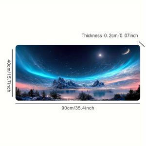 TEMU 별이 빛나는 하늘 마우스 패드 - 추가 대형 애니메이션 데스크 매트, 미끄럼 방지 고무 베이스, 게임, 사무실 및 공부를 위한 생동감 있는 산과 별이 빛나는 하늘 디자인, 게임 데스크 액세서리 | 애니메이션 데스크 장식 | 미끄럼 방지 고무 베이스, 대형 마우스 패드