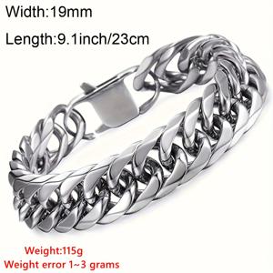 TEMU 16/19mm 폭 316 스테인리스 스틸 쿠바 팔찌, 힙합 파티 남성용 티타늄 316 스테인리스 스틸 헤비 체인