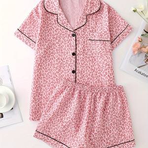 TEMU 여성용 여름 반팔 파자마, 심플하고 캐주얼