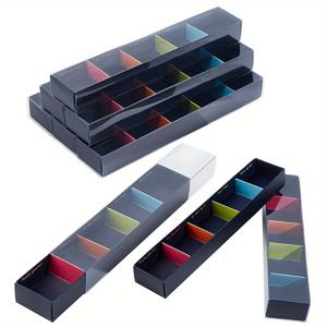 TEMU 10세트 마카롱 상자, 주얼리 포장용으로 디자인되었으며, 선물 포장, 축제 선물에 이상적인 크라프트 종이 서랍 상자가 특징이며, 투명 창이 장착되어 있으며, 모든 색상은 블랙입니다.