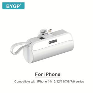 TEMU 1개 BYGP 5000mAh 미니 보조배터리 - 가장 얇은 라이트닝 및 타입-C 휴대용 충전기, 아이폰 15/14/13, 삼성/ 미니 비상용 백업 배터리 팩|보조배터리|보조배터리20000