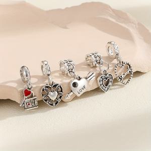 TEMU 5개 - 에스닉 스타일 빈티지 패션 하트 키 잠금 펜던트 작은 하트 커플 데일리 장식 행잉 액세서리 레트로 다용도 목걸이 팔찌 장식 부품