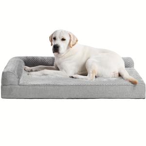 TEMU 중간 크기의 강아지를 위한 메모리폼 정형외과 강아지 소파 침대, 부드러운 쉐르파 상단, 세탁 가능 및 레이어, 미끄럼 방지 베이스 특징