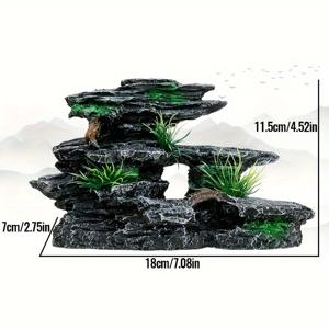 TEMU 1개 수족관 산 풍경, 이끼 나무 동굴 어항 돌 장식 풍경 수족관 장식 (작은 식물 포함) 023