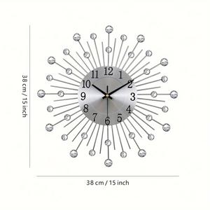 TEMU 모던 작은 별 모양 시계, 32cm (약 13인치), 장식, 무소음 및 시계 소리 없음, 배터리 작동, 철제 아트, 거실, 방, 복도, 학교, 사무실에 적합한 고급 은색 벽시계